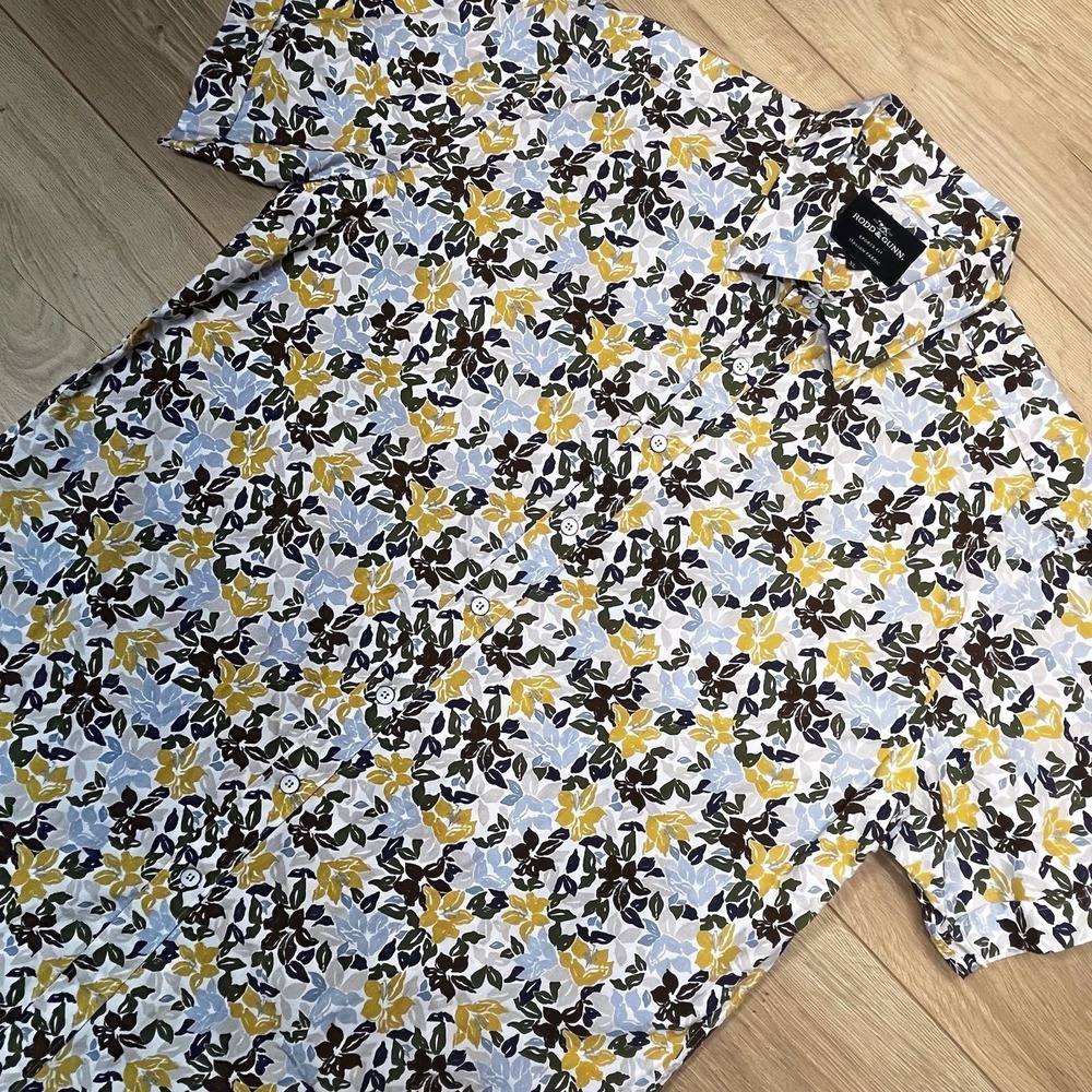Rodd & Gunn Sports Fit Shirt Mens Large Preppy Casual Leaf All Over Print